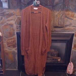 Beautiful Boho Long Elegant Knit Crochet Cardigan Shall Dress